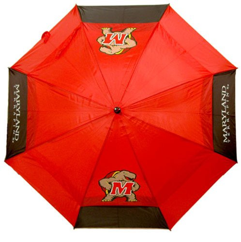 Team Golf NCAA Maryland Terrapins Golf Umbrella 62 Golf Umbrella with Protective Sheath, Double Canopy Wind Protection Design, Auto Open Button