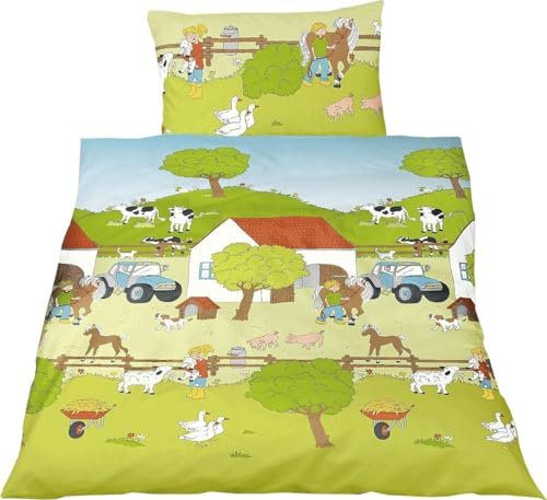 Bierbaum Jack by Kinder Renforce Bettwäsche 2 TLG. 100x135cm Bauernhof Tiere