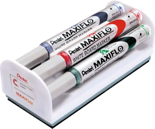 Pentel Maxiflo Boardmarker-set med svamp (fin rund spets)