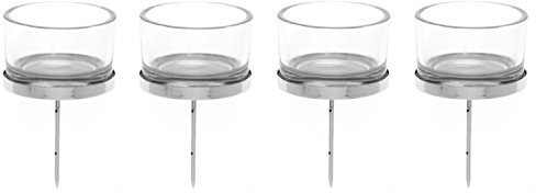 Glorex 6 7021 001 - Portacandele Argento, con Vetro per tealight, 4 Pezzi, Circa 4 x 9 cm, per la creazione di composizioni Floreali e ghirlande