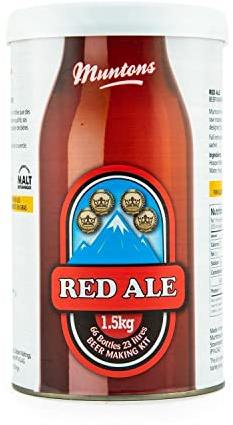 Muntons Beer Making Kit - Red Anniversary Premium Range Kit - Includes Beer Making Ingredients - Home Brewing Kit Makes 66 Bottles of Beer (23 Liters Total)