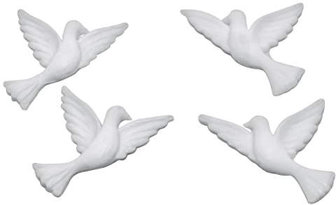 Wiedemann Wachsmotiv Tauben, 4 cm, 4 Stück, Weiß, Unparfümiert, Hochzeit, Kommunion, Kerze