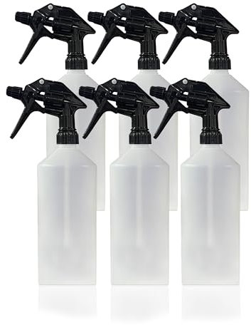 6 x 1 Litre Chemical Resistant Trigger Spray Bottles - Garden, Home & industrial Use