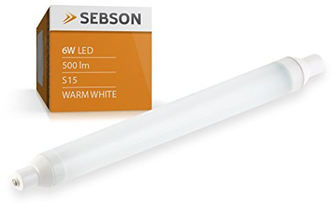 SEBSON LED Röhre S15 28,4cm, 6w, ersetzt 40W Glühlampe, 500lm, warmweiß, LED Lampe 150°