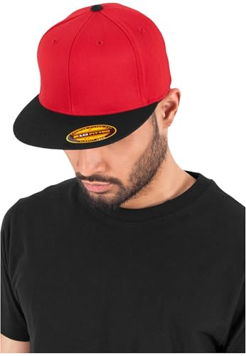 Flexfit Erwachsene Mütze Premium 210 Fitted 2-Tone, Red/Blk, S/M, 6210T