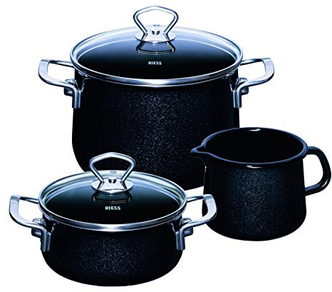 Riess startsats grigio, 3 delar, bestående av: köttgryta med GD Ø 20 cm, gryta med GD Ø 16 cm, gryta Ø 12 cm