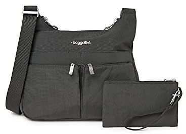 Baggallini Cross Over Crossbody Bag for Women - Travel Bag with Adjustable Strap & RFID Wristlet - Lightweight Water-Resistant Crossbody Purse