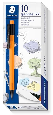 Staedtler Staedtler 777 05-4 Druckbleistift graphite gefüllt mit B-Minen, Minendurchmesser 0,5 mm, Schaftfarbe: orange, 10 Stück im Kartonetui