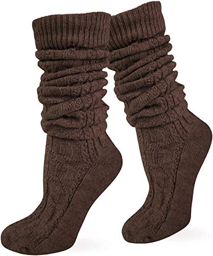 normani Original Trachtensocken Trachten Strümpfe Socken Natur Kniebundstrümpfe Pin Knopf Lang Kurz bis Übergröße Farbe Braun lang Größe 43/46
