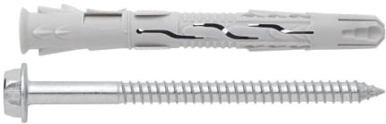 Index Fixing Systems T-NUX E - Lot de 50 chevilles universelles haute efficacité à tête hexagonale revêtement en zinc et nylon, TNUXE08120