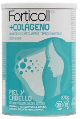 FORTICOLL Colágeno Bioactivo, Complemento Alimenticio, Sin Gluten, Sin Lactosa, Piel y Cabello Regenerador de Tejidos, 270 Gramos
