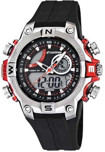 CALYPSO Reloj Digital Hombre Analógico de Caucho Negro