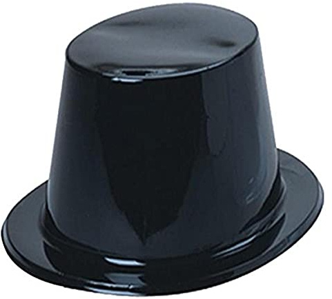 Plastic Top Hats, Pack of 12, Black