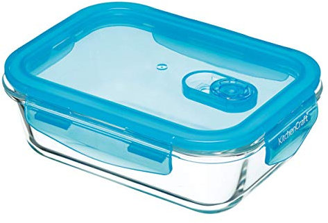 KitchenCraft Pure Seal Airtight Glass Food Container/Oven Dish, 6 ml (1 Pint) - Rectangular