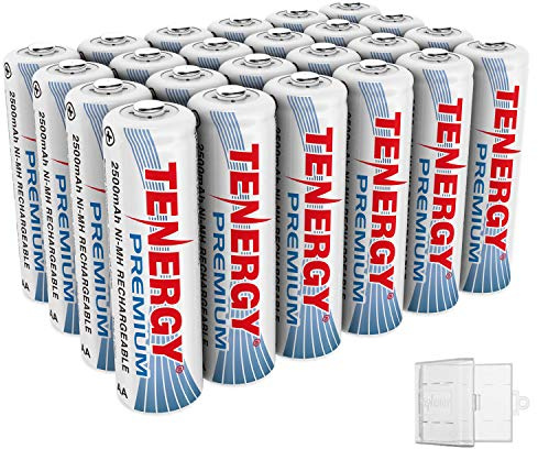 Tenergy 24 Pack Premium Rechargeable AA Batteries, 2500mAh Capacity Double A NiMH Battery