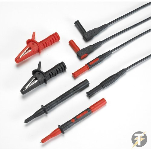Kewtech ACC020 - Unfused Test Lead Set For Most Continuity, Insulation Testers, Multimeters, Multifunction Testers And Clamp Meters, With Angled 4mm Leads, Probes and Crocodile Clips
