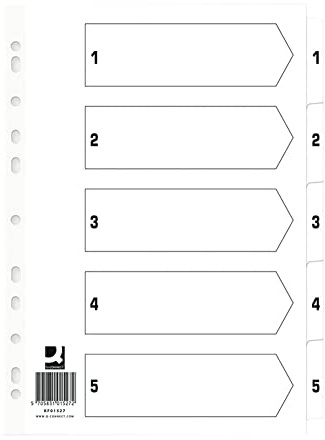 Q Connect Index 1-5 Board Reinforced White (50 Pack)