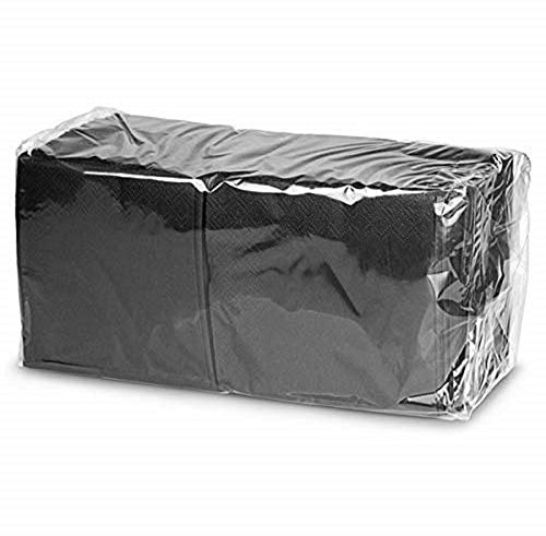 Lot de 250 serviettes à cocktail en papier double épaisseur, noires, 24 cm, pour distributeur de serviettes en papier de bar