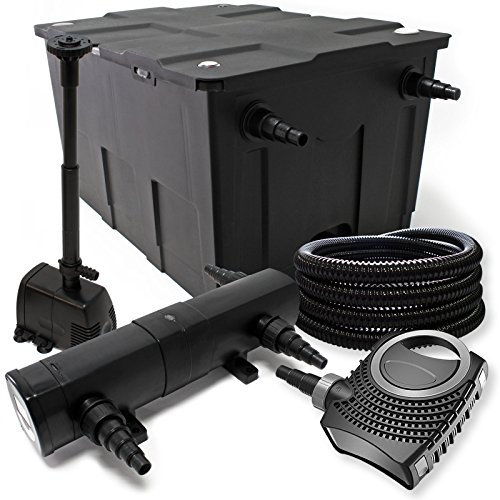 Juego con filtro de estanque bio 60.000l UVC clarificador con 36W 80W bomba 25m manguera y skimmer