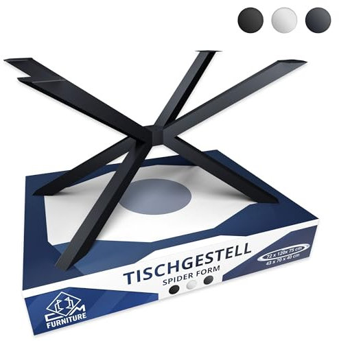 CM Furniture TISCHBEINE Spider Mittig Metall Mikado Anthrazit Tisch Füsse Tischuntergestell Zartes Aussehen Tischgestell Höhenverstellbar Outdoor/Haus Esstisch Kreuzgestell 72 cm Hoch Anti-Kratz-Pads