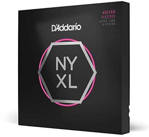 D'Addario NYXL45130SL Nickel Wound Bass Gitarrsträngar, Grå, Regelbundet Ljus 5-sträng, 45-130, Superlång skala