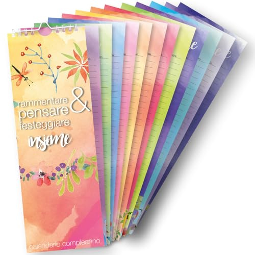 detailverliebt I Colore froher compleanno I kal017 I Calendario con rilegatura a spirale | Calendario di compleanno giorni | Birthday I Compleanno | con segno zodiacale (Italiano) I dv756