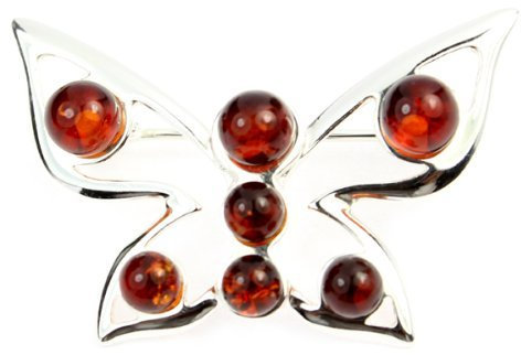 SilverAmber 925 Sterling Silver & Baltic Amber Jewellery - Designer Brooch AA803