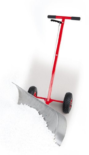 Schneeschieber Schneefuchs LxHxB: 119x73x40cm mit Rädern, Schneeschaufel HxB: 73x38cm aus Edelstahl, Marke: Szagato (Schneeschaufel Schneeschieber Hand-Schneepflug) (Made in Germany)