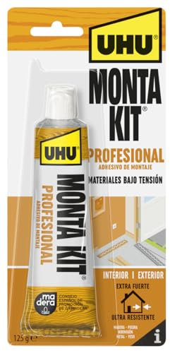 UHU Monta Kit Profesional-Adhesivo de Montaje Extrafuerte, Pegamento Fuerte Para Todo-125g