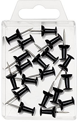 Wedo 54101 Pinnadeln Diabolo-Form in Klarsichtdose, 20 Stück, schwarz