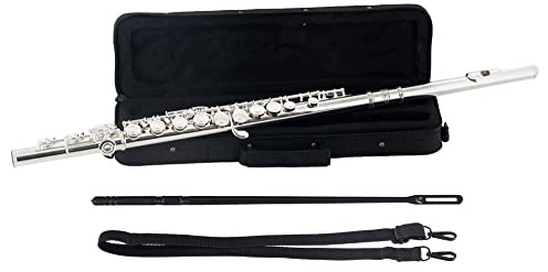 Classic Cantabile FL-200 Querflöte versilbert - Professionelles Einsteigerinstrument aus Neusilber - Leichtgängige E-Mechanik und Ansprache mit akkurater Intonation - Inkl. Wischerstab und Etui