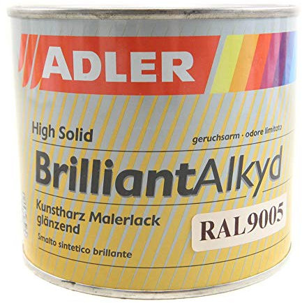 ADLER Kunstharzlack glänzend Brilliantalkyd - Buntlack in div. Farbtönen RAL9005 Tiefschwarz / 375ml