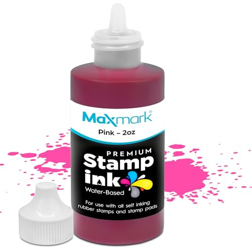 MaxMark Premium påfyllningsbläck för självfärgning och stämpelkuddar, färg – 2 ounces rosa