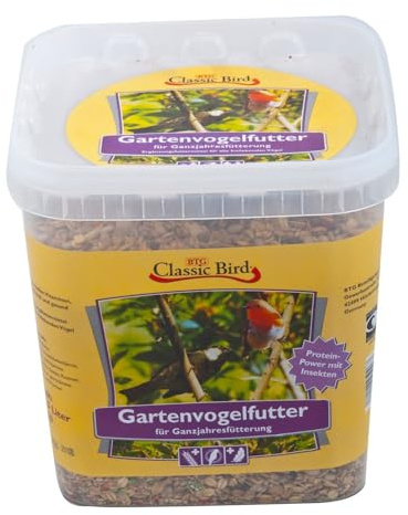 CLASSIC BIRD Fågelfoder, trädgårdsfågelmat, 3 kg | fågelmat, torkade frukter för vilda fåglar | fågelfoder, solrosfrön | fågelfoder, insekter | trädgårdsfåglar | året runt fågelmat