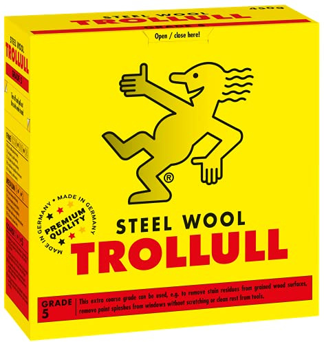 TROLLULL Steel Wool | Wire Wool 450g coarse 5 removes debris after stripping wood, paint splashes from glass, rust from tools