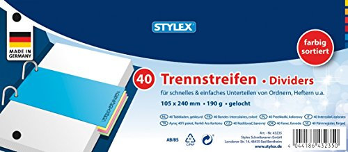 40 Trennstreifen 190g je 10x rot blau gelb grün
