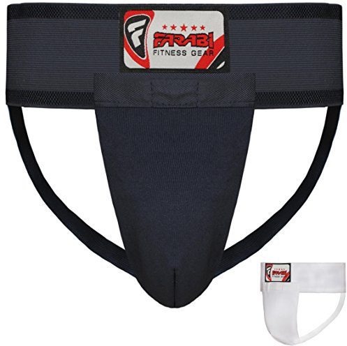 Farabi Sports Tiefschutz Herren Kampfsport Tiefschutz MMA Muay Thai Suspensorium Herren (Black, XL)