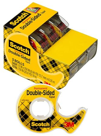 Scotch doppelseitiges Klebeband mit Abroller, kein Durcheinander, 1/5,1 x 635 cm, 3/Pack Caddy (3136)
