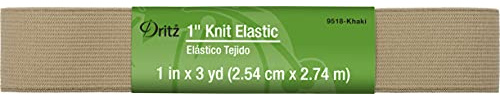 Dritz 9518-Khaki Knit Elastic, Khaki, 3-Yard by 1-Inch