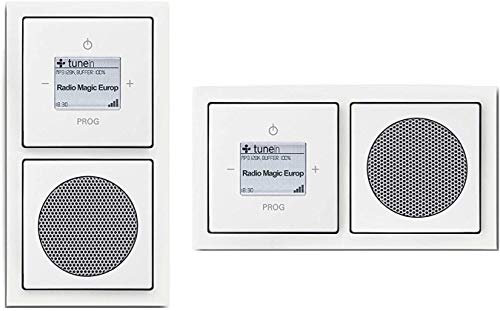 Busch-Jaeger (Original) Unterputz UP WLAN iNet Internetradio 8216 U (8216U) studioweiß Future Komplett-Set // Radioeinheit + Lautsprecher + 2-fach Rahmen + Abdeckungen