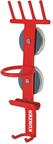Kunzer 7MHG01 Magnethalter, leichte Ausführung, gekröpft - Farbe Rot - platzsparend & praktisch für Radwechsel-Werkzeug