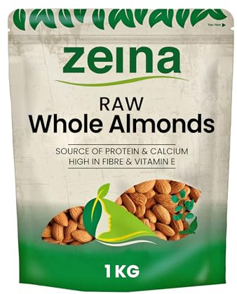 Zeina California Raw Almonds Extra No.1 (1Kg) - Vegan and Kosher Approved Healthy Snack High in Fibre, Minerals, Vitamin E