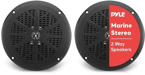 Pyle par de altavoces marinos de 6.5”, Sonido estereo, Exteriores, Resistentes al agua y a la intemperie, potencia de 120V