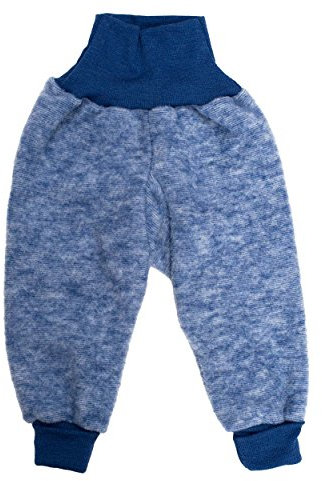 Cosilana Baby Hose mit Bund aus weichem Wollfleece, 100% Schurwolle kbT (86/92, Marine-Melange)