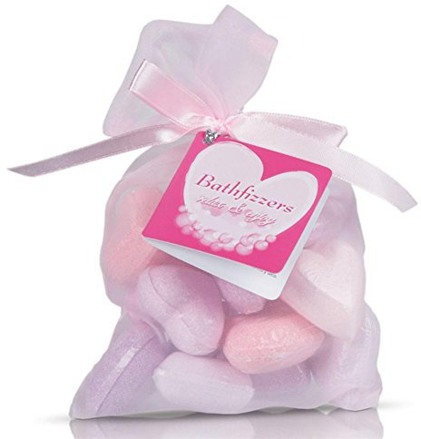ootb Badekugeln in Herzform, 10 Stück à 12g im Textilbeutel mit Schleife, verschiedene Düfte