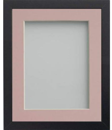 Frame Company Allington Black 10x8 Frame with Pink Mount for 7x5 | Fits a 7x5 image with mount or a 10x8 image without mount, Frame size 10x8, Overall approx 11.6x9.6, Real Glass Front