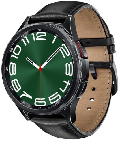 SUNDAREE 20MM Armband Kompatibel mit Samsung Galaxy Watch 7 FE 6 5 4 44MM 40MM Classic 47MM 46MM 43MM 42MM/5 Pro 45MM/3 41MM/Active 2/Garmin Vivoactive 6, Schwarz Herren Leder Uhrenarmband Uhrband