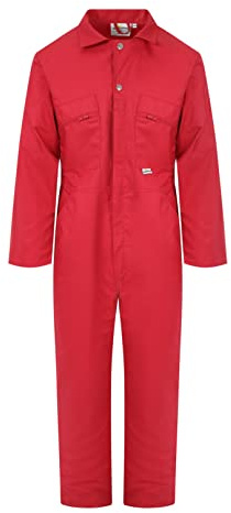 Ladies Zip Front Boilersuit Workwear Boiler Suit Coverall Overall Womens Girls (12 (36 Chest), Red)
