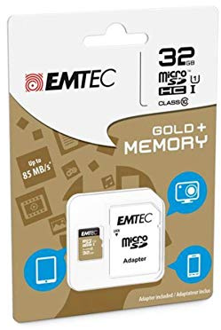 EMTEC EliteGold 32GB microSDHC Hochgeschwindigkeits-Speicherkarte mit SD-Adapter UHS-I, U1, Klasse 10, bis zu 85 MB / s