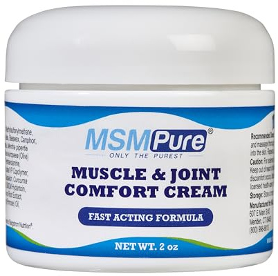 KALA HEALTH MSMPure Maximum Strength MSM Cream – 2 oz, Fast-Absorbing, Non-Staining Formula for Comfort & Flexibility – US-Made MSM